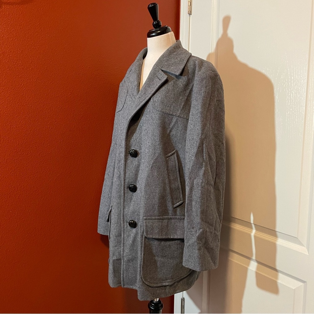Pendleton Men’s Vintage 100% Pure Virgin Wool Gray Long Trench Coat‎
